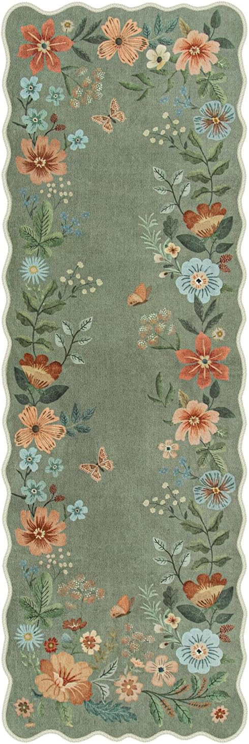 Lahome Floral Runners for Hallways, 2X6 Kitchen Runner Rug Ultra-Thin Soft