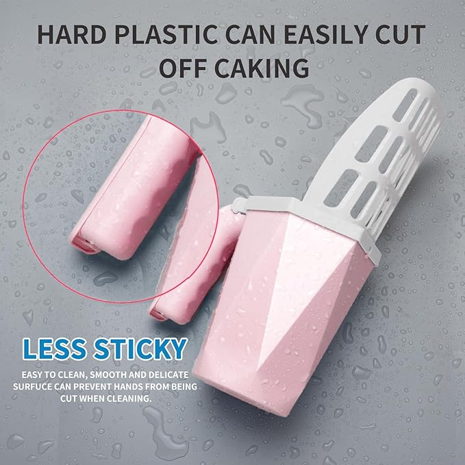 Cat Litter Scoop, Cat Litter Scooper with Holder and 150 Cat Poop Bags for Litter Box: Removable Litter Sifter Shovel and Large Capacity Trash Can, Portable Kitty Poop Scooper Built in Bags (Pink)