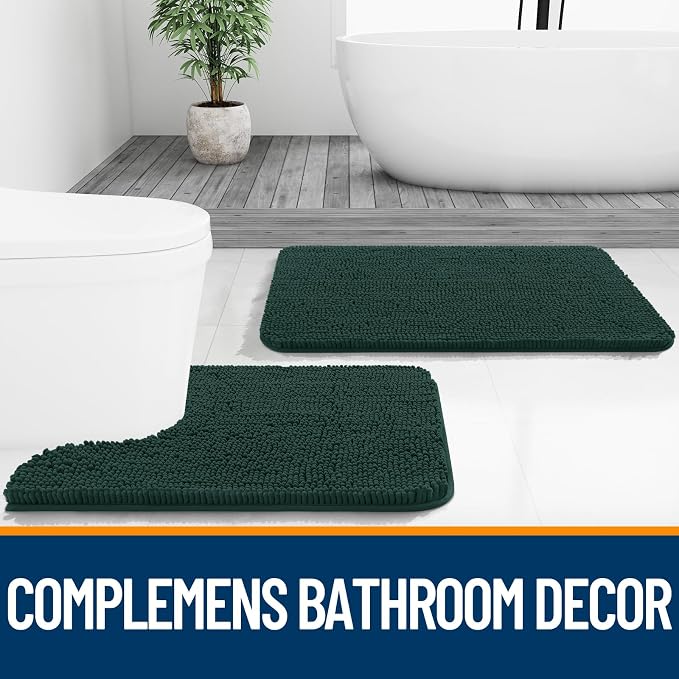 OLANLY Bathroom Rugs 30x20, Extra Soft Absorbent Chenille Bath Rugs, Rubber