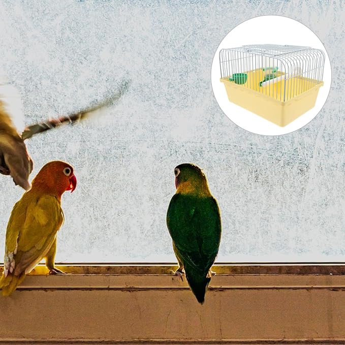 Kisangel Portable Bird Carrier Cage for Birds Travel Birdcage Stand Food Water Accessories for Parakeets and Lovebirds Construction