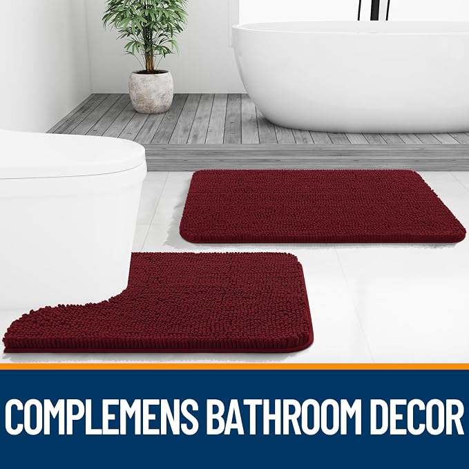 OLANLY Bathroom Runner Rugs 44x24, Soft Absorbent Chenille Bath Rugs, Rubber
