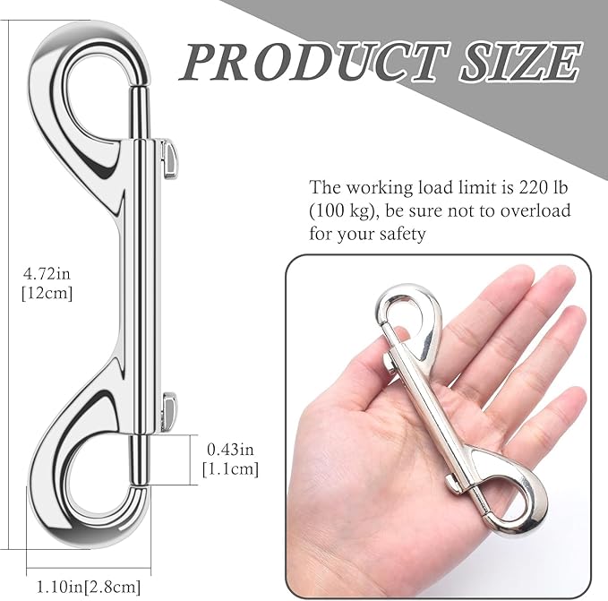ERKOON 15 Pack Double Ended Bolt Snap Hooks Extra Large 4.7inch Zinc Alloy Mental Clips Heavy-Duty Trigger Snaps for Horse Tack Water Bucket Feed Bucket Dog Leash Horse Pet Sling, 220LBS Load Capacity