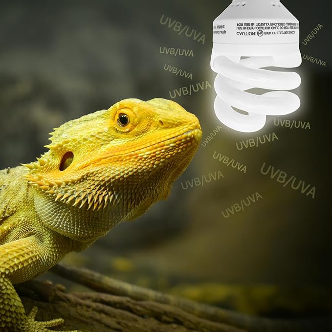 UVB Light Bulb for Reptiles, 9W 5.0 UVA UVB Heat Lamp Bulbs Ideal for Rainforest Reptiles, Bearded Dragons Lizard Turtle Tortoise Iguanas Chameleons Snake (2 Pack)