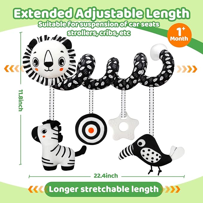 Black and White High Contrast Baby Toys - Sensory Infant Hanging Carseat & Stroller Toy for Newborns 0-6,6-12Months Perfect Easter Birthday & Baby Shower for Babies Boys Girls