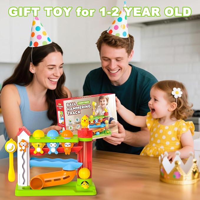 Toddler Musical Toys for 1+ Years Old Boy,Motor Skills Developmental Baby Toy 12-18 Months,Bilingual Toddler Learning Ball Drop Toy, Birthday Gift Toys for 1 2 Year Old Boys & Girls(Green)