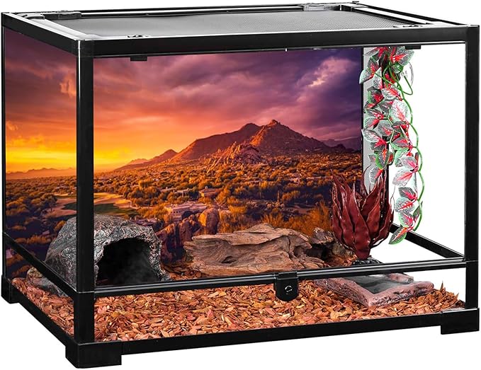 AWERT 72x24 inches Sun and Desert Terrarium Background Mountain Oasis Gobi Reptile Habitat Background Vinyl