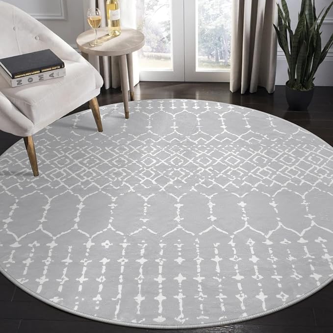 Lahome Moroccan Washable Round Rug 4Ft Round Area Rugs
