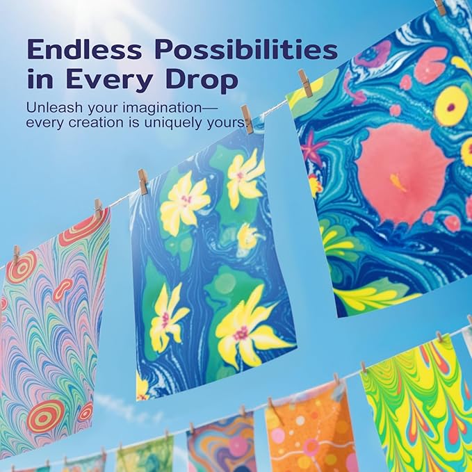 Marbling Paint Art Kit for Kids, Arts and Crafts Set for Girls & Boys Ages 8-12, Craft Kits with 16ml-12pcs & 25 Papers, Art Supplies, Birthday Gifts & Creative Toys for Kids Age 8 9 10 Year