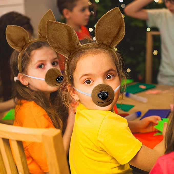 Zhanmai Mardi Gras Costume Kangaroo Costume Set Party Accessories Cosplay Outfit Kit Animal Tutu Skirt Ears Headband Bowtie Tail Nose (Dark Brown)