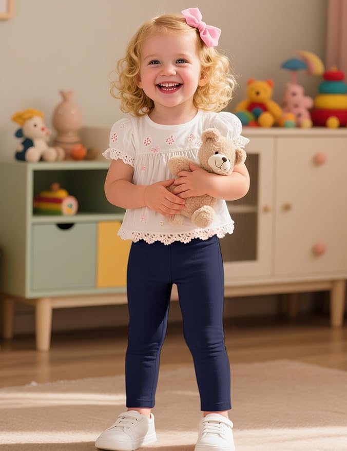 Witwot 5 Pack Toddler Leggings Baby Girl Cotton Pants Toddler Girls Clothes Size 18M-5T