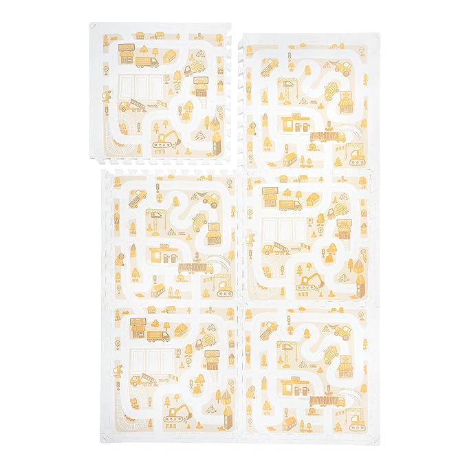 PopsyKosy Premium Baby Foam Play Mats -Stylish Floor & Exercise Puzzle Mat for Toddlers & Kids- 6 Soft, Non-Toxic, Odorless, Peel-Resistant Foam Tiles - 6ft x 4ft -1" inch Extra-Thick, Warm Beige