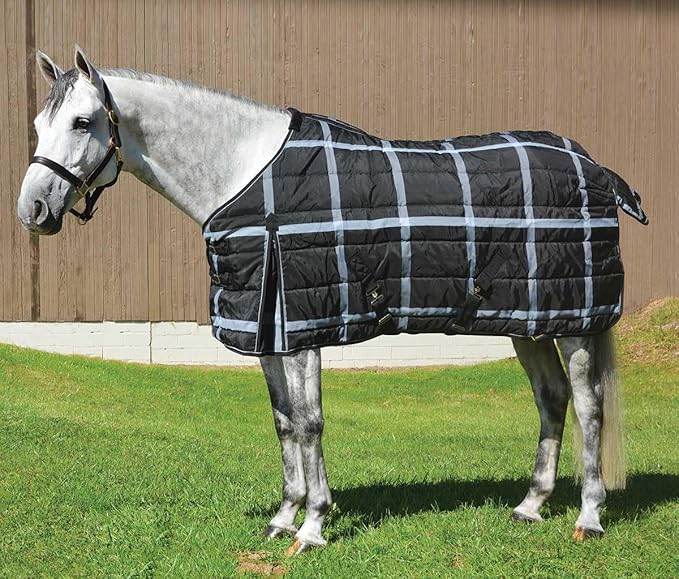 Country Pride Highland 1200D Lightweight Stable Blanket (86, BlackPlaid)