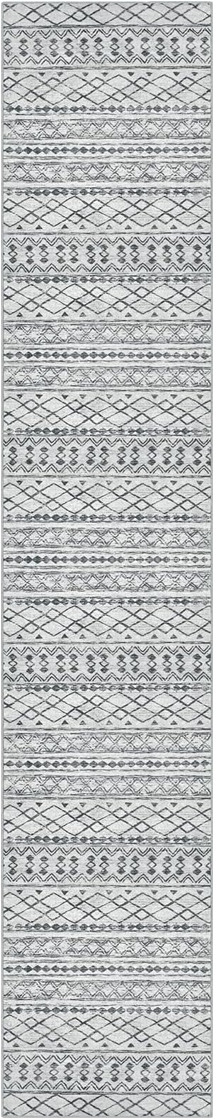 KUTA Long Hallway Runner Rug 2.6x14 Non-Slip Washable, Moroccan Vintage Beige