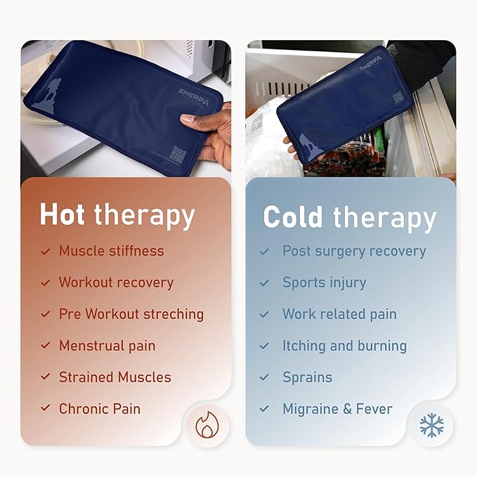 Medium Flexible Gel Ice Packs Reusable - Hot and Cold Soft Ice Packs for Injuries Reusable for Ankle, Arm, Foot, Leg, Back Pain Relief - 8" x 12" - Blue