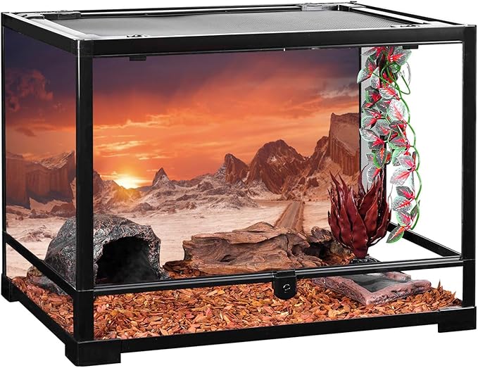AWERT 30x18 inches Sun and Desert Terrarium Background Orange Reptile Habitat Background Durable Polyester Background