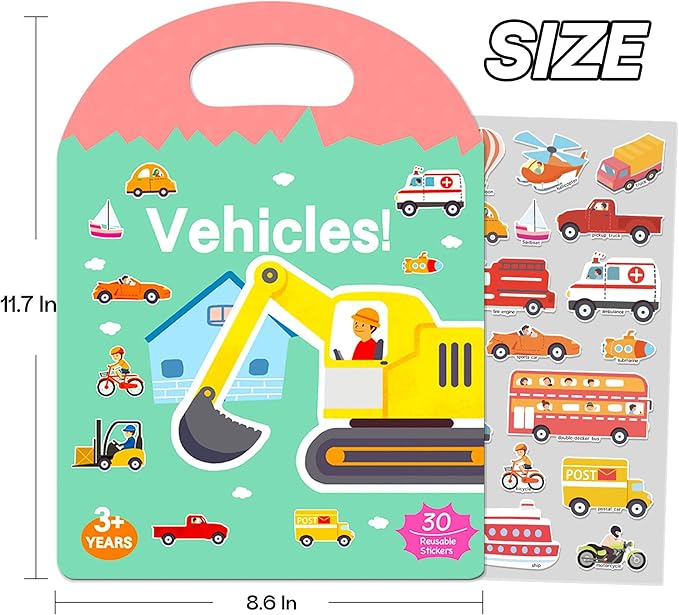 4 Sets Sticker Books for Toddlers 2-4 Years, 122 Pcs Puffy Stickers for Kids, 3D Sticker Books for Toddlers 1-3, Toddler Airplane Travel Essentials for Kids