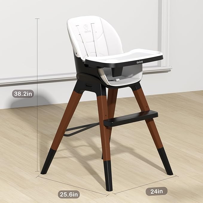 8 in 1 Highchair, Convertible Wooden Baby High Chair with Tray, Adjustable High Chair for Babies and Toddlers, Easy to Clean, Grow with Family|Booster|Learning Table|High Stool