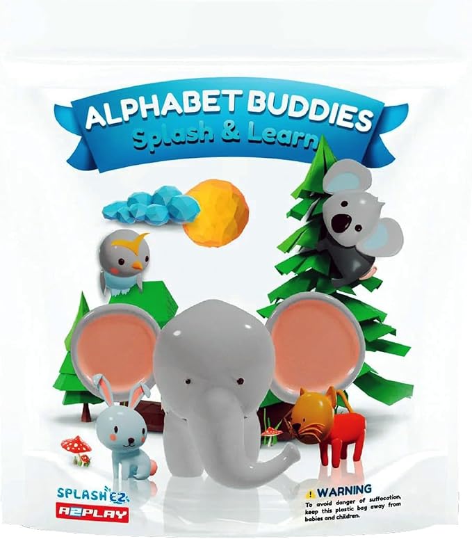 SplashEZ Animals Bath Toys for Toddlers, Mold Free Bath Toys for Kids, No Hole for Water Soft Durable Elephant Play Set for Bathtub, Pool, Shower Boys & Girls, No Mold, Ages 0-1-3-4-5-6-8