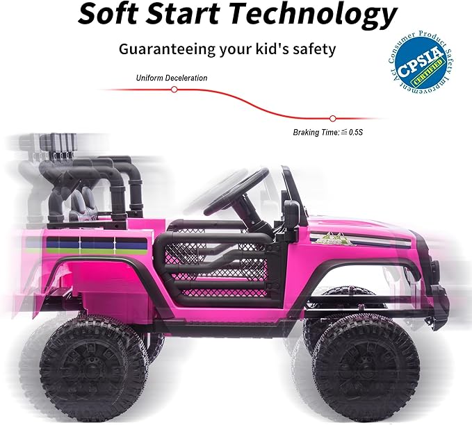 24V Kids Ride on Toy, Kids Electric Vehicles Car Ride on Car Truck for Toddlers with Remote Control, 2x200W Motor - Pink
