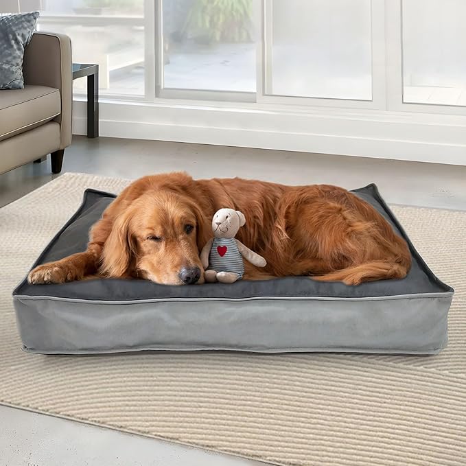 Dog Bed Covers Replacement Washable, Scratch Resistant Soft Faux Leather Dog Bed Cover with Zipper 47" L x 29" W x 4" H, Cover Only