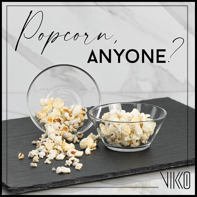 Vikko Glass Bowls - Set of 6, 7 Ounce Glass Dish for Dessert, Candy, Kitchen Prep, Dishwasher Safe