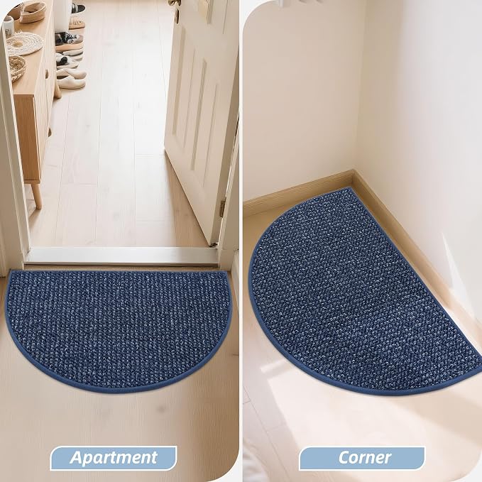 BEQHAUSE Dirt Trapper Door Mat 17" x 30" Half Circle Non Slip Washable Doormats