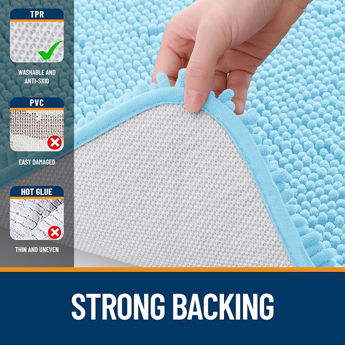 OLANLY Bathroom Rugs 35x24, Extra Soft Absorbent Chenille Bath Rugs, Rubber