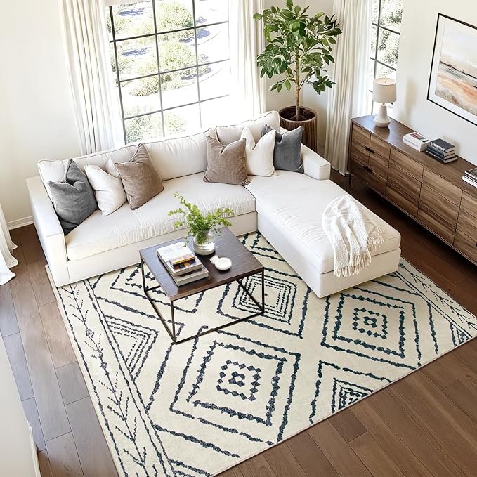 BESTSWEETIE Area Rug 6x9 Rug Machine Washable Non-Slip Low Pile Print Pattern