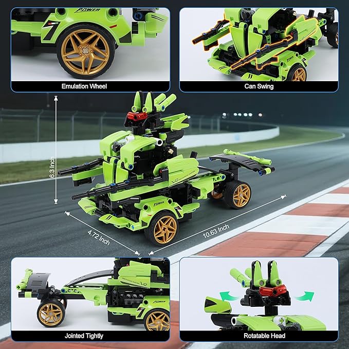 STEM Building Blocks Kit for Kids - 2 in 1 Remote Control Race Car and Robot Toy, Great Gift for Boys, Teens Age 6 7 8-12+ Year Old Who Love Engineering and RC Sports Car Toys