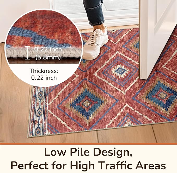 BESTSWEETIE Area Rug 4x6 Rug Machine Washable Non-Slip Low Pile Print Pattern