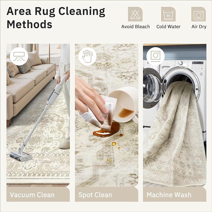 Soalmost 7x9 Area Rug for Living Room Washable Abstract Vintage Soft Thin