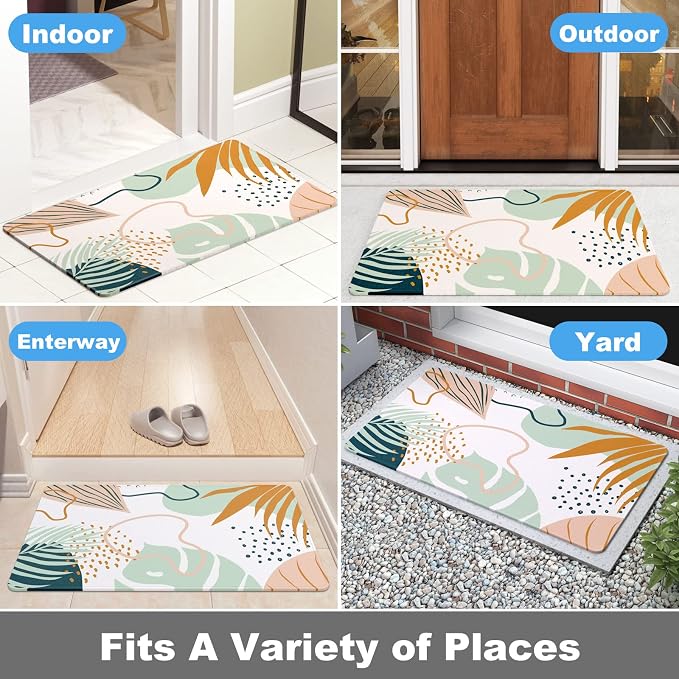 Rnivvi Front Door Mat, Heavy Duty Low Profile Anti-Slip Entryway Rug