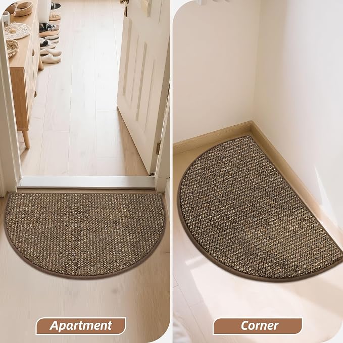 BEQHAUSE Dirt Trapper Door Mat 17" x 30" Half Circle Non-Slip Washable Doormats