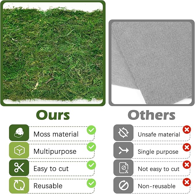 Reptile Carpet Cuttable Terrarium Mat Artificial Moss Reptile Liner Green Substrate Flooring Bearded Dragon Tank Accessories for Leopard Gecko Lizard Snake Tortoise (11.81" x 47.24")