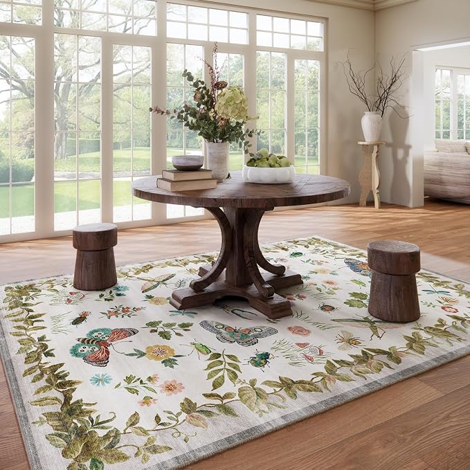 Washable Area Rugs for Living Room: 9x12 Bedroom Rug Vintage Large Rugs Stain