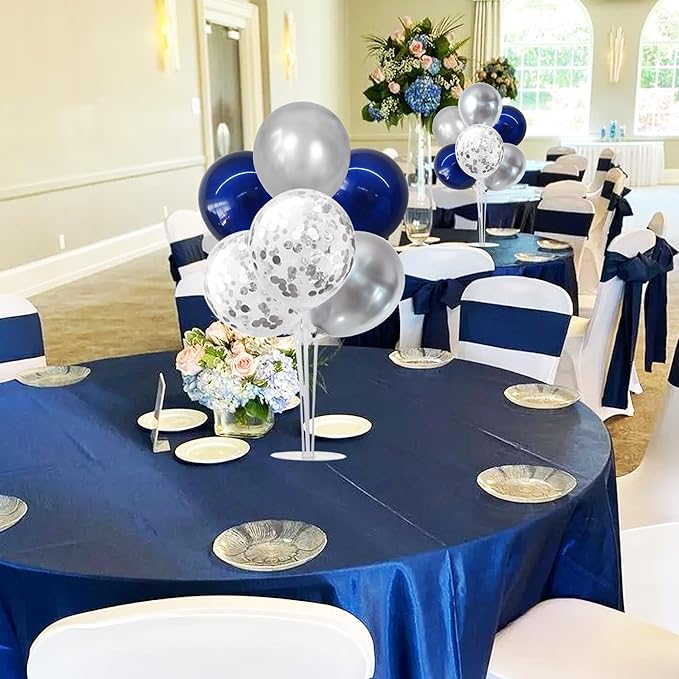 TONIFUL 6 Set Navy Blue Silver Balloon Centerpieces for Table,Balloon Arch Kit for Graduation Decorations 2025 Class of 2025 Party Decorations,New Year,Anniversary,Birthday Decoration