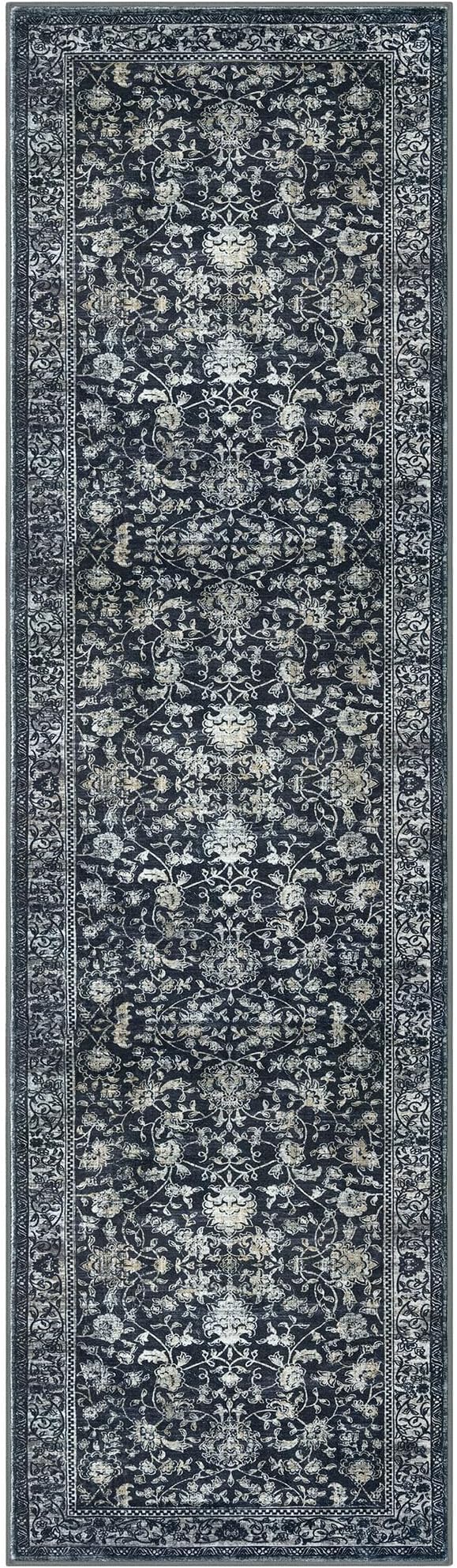 KILOCOCO Hallway Runner 2x7 Rug Runner Printed Vintage Floral Washable Kitchen