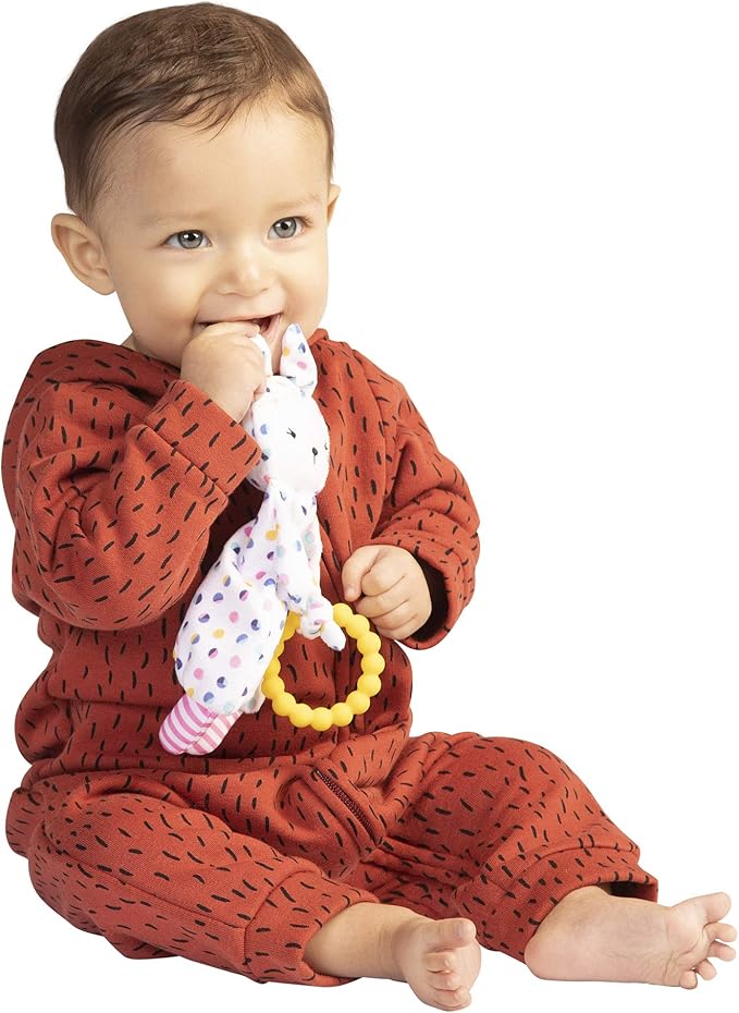Manhattan Toy Cherry Blossom Days Baby Bunny Soothing Mini Blankie with Removable Silicone Teether Multi