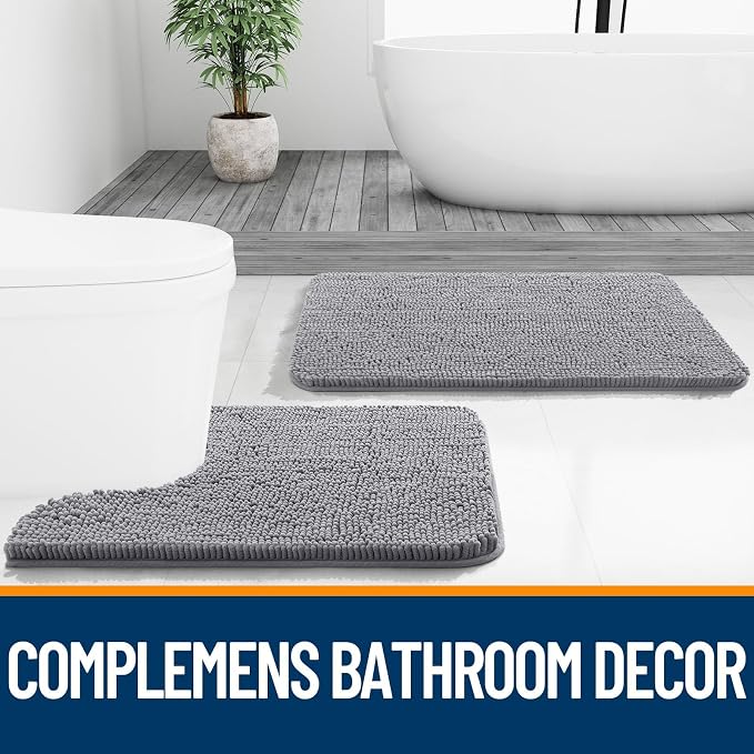 OLANLY Toilet Rugs U-Shaped 20x20, Extra Soft Absorbent Chenille Contour