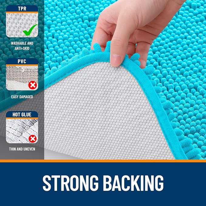 OLANLY Bathroom Runner Rugs 47x24, Soft Absorbent Chenille Bath Rugs, Rubber