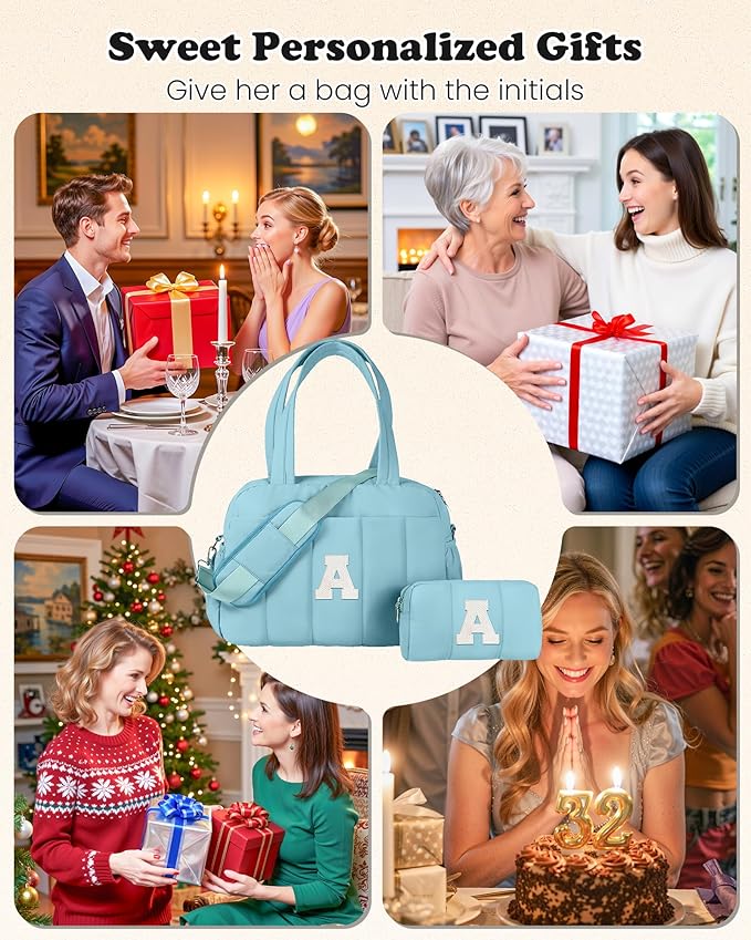 Duffle Bag, Weekender Bags for Girl,Gifts for Teen Girls 16-18-Initial Overnight Bag with Wet Pocket,Lightweight Dance Bags Personalized Gymnastics bag with Makeup Pouch