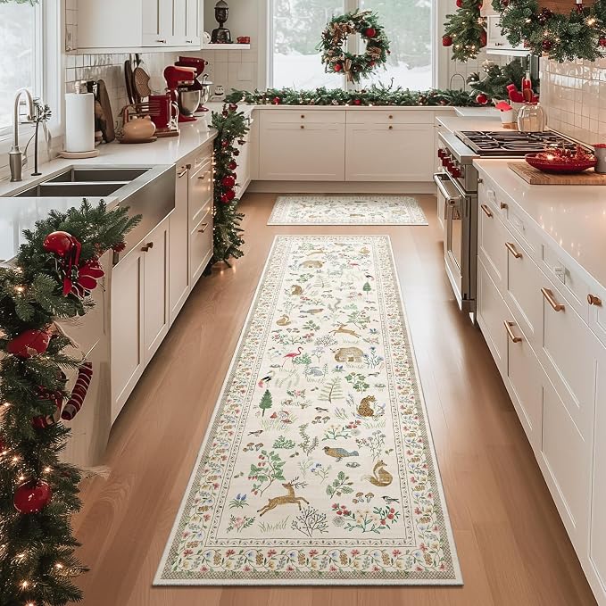 Machine Washable Kitchen Runner Rugs: 2'6"x8' Hallway Runner Non Slip Low Pile