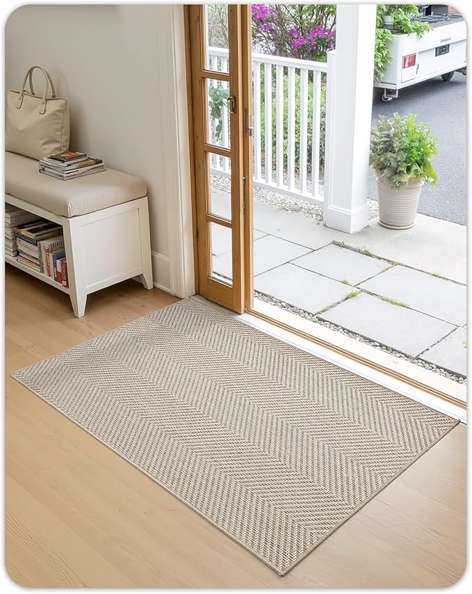 Color&Geometry Ultra Thin Indoor Door Mat 24"x36", Machine Washable Front Door
