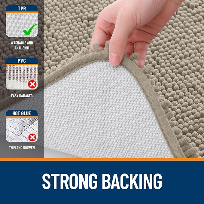 OLANLY Large Bathroom Rugs 59x35, Extra Soft Absorbent Chenille Bath Rugs