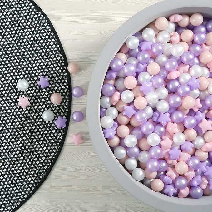 GOGOSO Balls for Ball Pit - Plastic Ball for Toddlers 1-3, Baby Kids Ball Pool Decoration 50 100 200 300 500 1000 (A Purple+Pink+White+Clear, 200 Balls)