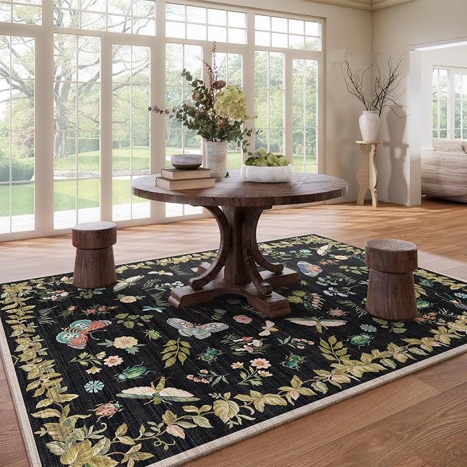 Washable Area Rug for Living Room: 8x10 Area Rugs Vintage Rugs Stain Resistant