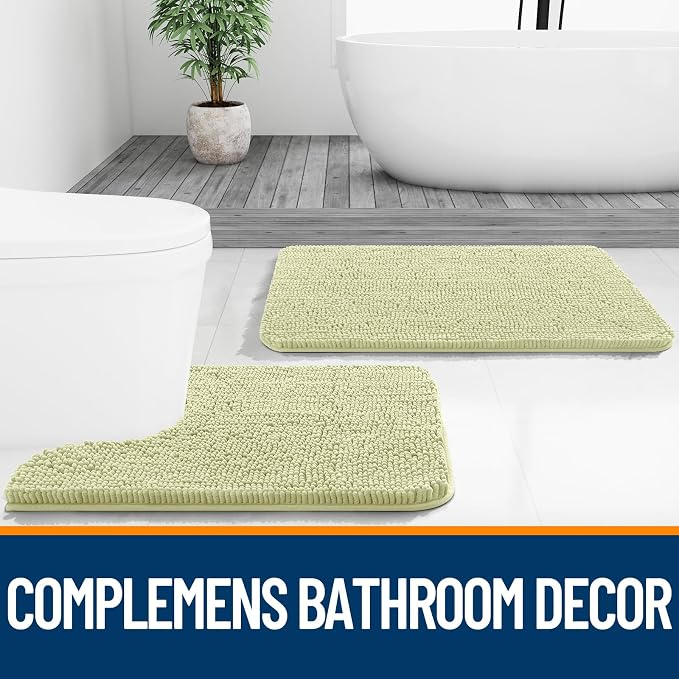 OLANLY Bathroom Runner Rugs 44x24, Soft Absorbent Chenille Bath Rugs, Rubber