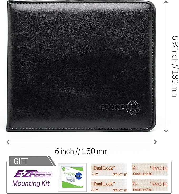 CANOPUS Car Registration and Insurance Holder, PU Leather Card Holder, Vehicle Glove Box Organizer for Auto, SUV, Truck and Motorcycle, Black
