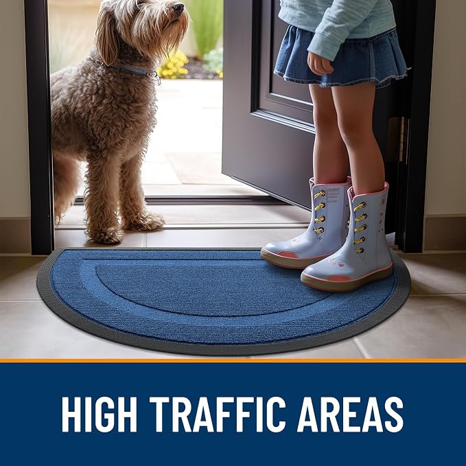 OLANLY Half Circle Door Mat Indoor Outdoor Entrance Welcome, Waterproof