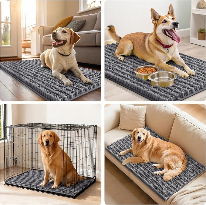 Smiry Dog Door Mat for Muddy Paws 40x24, Absorbent Dirt Trapper, Non-Slip
